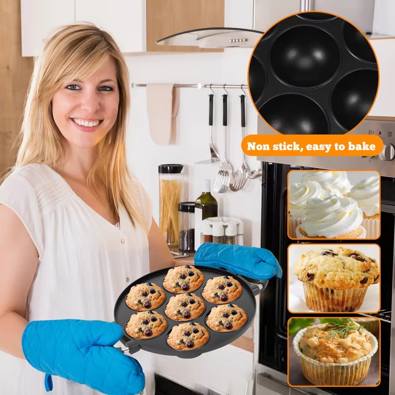 7-Cavity Aluminum Mold for Pan - Takoyaki Grill Plate 评论和价格